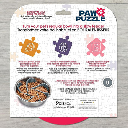 Palz&Co Paw Puzzles Slow Feeder Dog Bowl Insert - 4" Round Silicone Insert for Small Pet Bowls, Orange - Promotes Healthier Eating & Mental Stimulation, Dishwasher Safe
