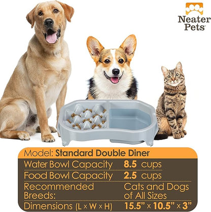 Neater Pet Brands Neater Slow Feeder Dog Bowls, Slows Down Fast Eating to Prevent Vomiting, Overeating, & Bloat, Dog Slow Feeder Bowl with Wide, Non-Slip Base, Holds 2.5 Cups Food and 8.5 Cups Water