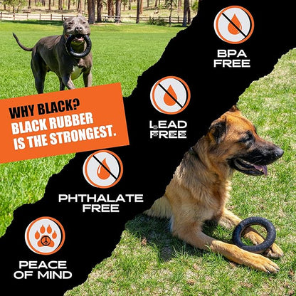Monster K9 Indestructible Ring Dog Toy Durable for Aggressive Chewers - Safe, Non-Toxic Natural Rubber - Chew, Tug & Fetch - Tough, Heavy Duty - USA Made - Solid-Core, 6.5"x1.5"