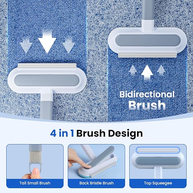 2 Pack Pet Hair Removal Tool, 2026 New 4 in 1 Dog Cat Hair Remover for Furniture, Reusable Pet Hairs Remover Brush with Extendable Handle, Multifunctional Fur Cleaner for Couch Carpets Bedding Clothes