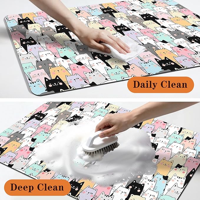 Pet Feeding Mat for Floors Waterproof Dog Mat for Food and Water Absorbent Quick Dry Non Slip mat for Cat Bowls