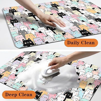 Pet Feeding Mat for Floors Waterproof Dog Mat for Food and Water Absorbent Quick Dry Non Slip mat for Cat Bowls