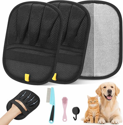 2 Pcs Pet Removal, Magic Brush Electrostatic Pet Remover, Reusable Dog Cat Fur Remover Mitt, Pet Grooming Cleaning, Pet Cleaner Removal Tool for Couch, Furniture