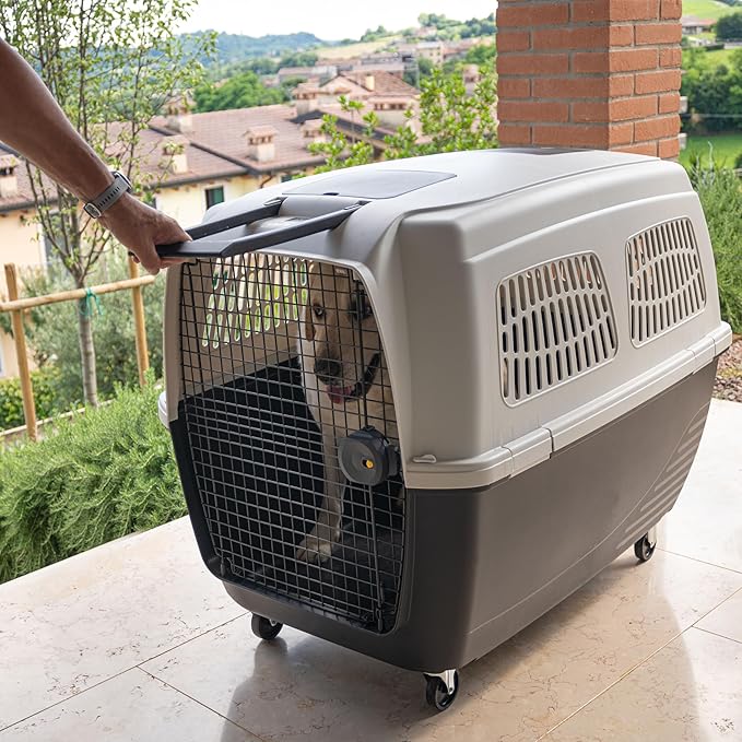 Ferplast Clipper Plus 4-7 Dog Carrier for Medium to Large Dogs. With Object Compartments and Pull-Out Handle