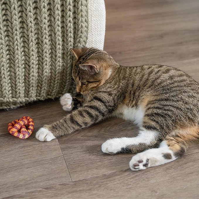 Catstages Plaque Away Pretzel Cat Toy – Interactive Catnip Dental Chew Toy to Help Clean Teeth, Fun for Play and Chewing, Orange (Pack of 2)