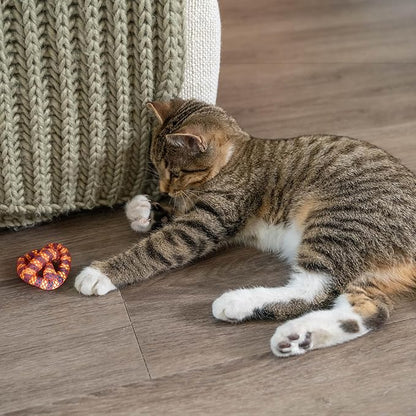Catstages Plaque Away Pretzel Cat Toy – Interactive Catnip Dental Chew Toy to Help Clean Teeth, Fun for Play and Chewing, Orange (Pack of 2)