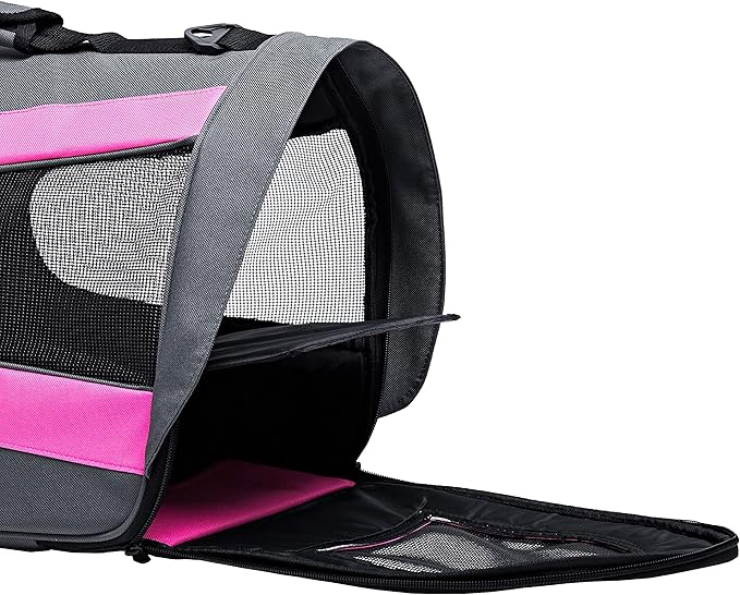 Pawer 18” x 11”x 11” Soft-Sided Foldable Airline Approved Pet Carrier for Cat, Puppy and Small Dog, Washable 600D Oxford Fabric, with Handle and Strap for Carry, Multiple Colors Available