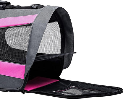 Pawer 18” x 11”x 11” Soft-Sided Foldable Airline Approved Pet Carrier for Cat, Puppy and Small Dog, Washable 600D Oxford Fabric, with Handle and Strap for Carry, Multiple Colors Available