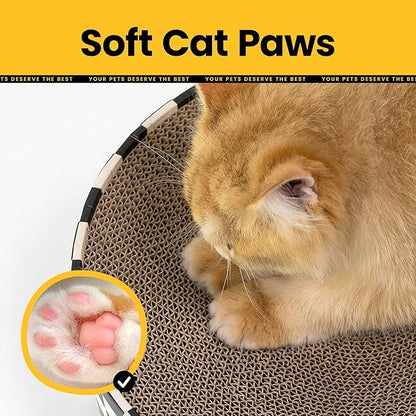 Cat Scratcher Cardboard,2 in 1 Oval Cat Scratch Pad Bowl for Indoor Kitty Grinding Claw,Round Kittens Scratching Board Corrugated Lounge Pet Beds&Furniture Protector for Sofas