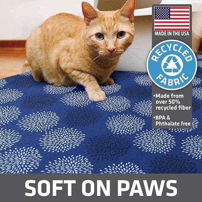 Drymate Cat Litter Box Mat, Litter Trapping Mat, Waterproof, Urine-Proof, Absorbent, Machine Washable, Soft on Paws, Contains Mess, Protects Floors, Kitten Supplies, Dark Blue, 20x28