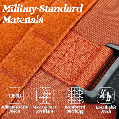 rabbitgoo Tactical Dog Harness Medium Sized, Heavy Duty Pet Harness with Handle, No-Pull Service Vest Medium Breed, Adjustable Military Dog Vest for Training Hunting Walking, Orange, M