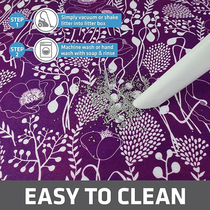 Drymate Cat Litter Box Mat, Litter Trapping Mat, Waterproof, Urine-Proof, Absorbent, Machine Washable, Soft on Paws, Contains Mess, Protects Floors, Kitten Supplies, Purple, 20x28