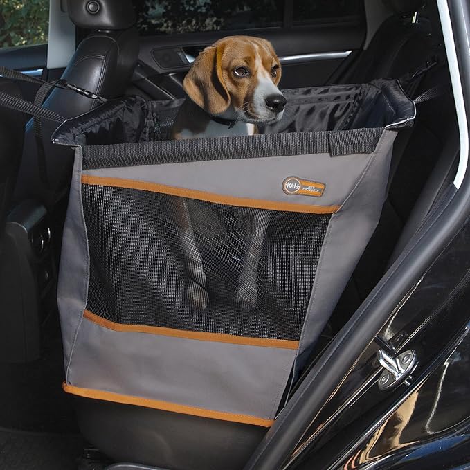 K&H Pet Products Buckle N Go Dog Car Seat for Medium Dogs, Waterproof Fabric, Breathable Mesh Sides, Adjustable Seat Belt Leash, Carseat for Small to Medium Pets, Car Seat Cover - 21 X 13 X 19in