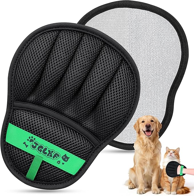 Upgraded Pet Hair Removal Glove for Dogs & Cats, Electrostatic Five-Finger Hair Remover for Furniture, Couch, Carpet, Clothing& Car Seat, 1Pcs Reusable Magic Brush Pet Hair Remover Tool (Black)