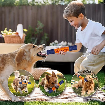 Stick Interactive Dog Toy 9” in Outdoor Dog Toy for Aggressive Chewers Tough Natural Rubber Chew Toys (Blue&Red)