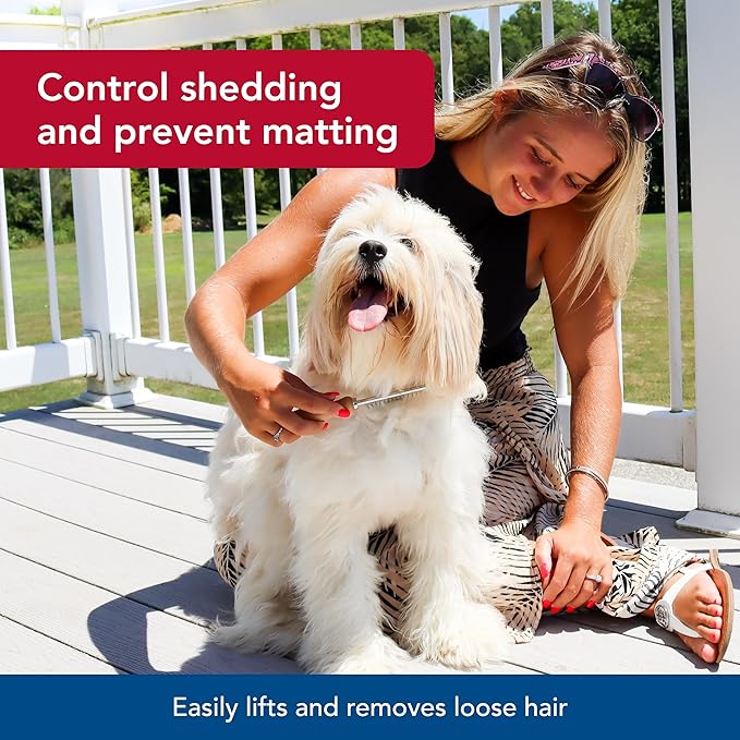 Coastal Pet Safari Dog Shedding Combs - Dog Shedding Brush for Dogs with Short and Long Hair - Different Sized Teeth for Undercoat Rake - 7" x 1"