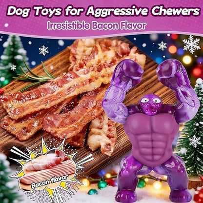 Furdog Dog Toys for Aggressive Chewers, Indestructible Chew Toys for Medium Large Breeds(20-80lb), Durable Squeaky Tough Dog Toy to Keep Them Busy (Purple)