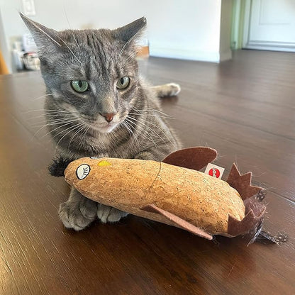 SPOT Corkies Hug N Kick Catnip Cat Toy – Natural Cork and Feathers, Engaging Enrichment for Cats, Promotes Activity, Eases Stress, Ideal for Indoor Pets, Assorted Styles, 1 Piece