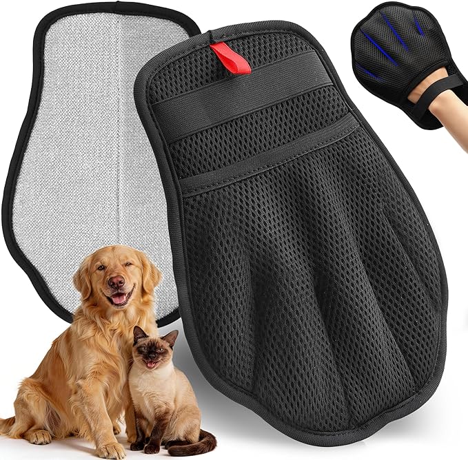 Pet Hair Removal Gloves, Reusable Electrostatic Pet Removal Gloves for Cats & Dogs, Magic Brush Pet Hair Remover Tool for Couch, Carpet,Laundry,Sofa(2 PK)