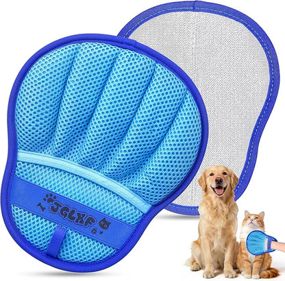 Upgraded Pet Hair Removal Glove for Dogs & Cats, Electrostatic Five-Finger Hair Remover for Furniture, Couch, Carpet, Clothing& Car Seat, 2Pcs Reusable Magic Brush Pet Hair Remover Tool (Blue)
