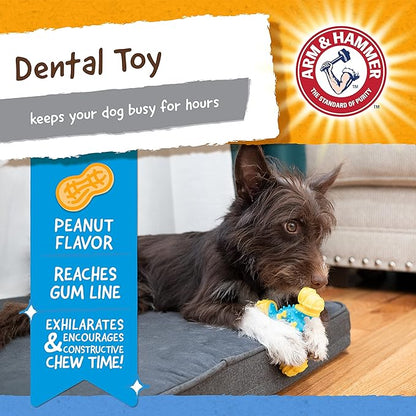Arm & Hammer for Pets Nubbies TriBone Dog Dental Toy - Best Dog Chew Toy for Moderate Chewers - Helps Reduce Plaque & Tartar Peanut Butter Flavor Baking Soda (Pack of 2)