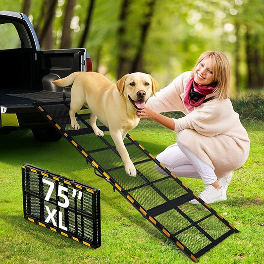 Dog Ramp for Car & Truck & SUV & Stairs - Joint-Friendly, Anti-Slip, Gentle Slope，Extra Wide & Stable, Up to 200 lbs