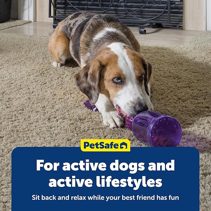 PetSafe Busy Buddy Tug-A-Jug - BPA-Free Refillable Treat Holder for Heavy Aggressive Chewers - Multi-Sensory Stimulation to Relieve Boredom, Encourage Play & Slow Down Eating - Medium/Large