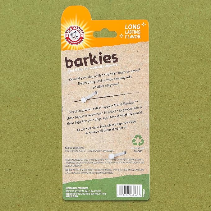 Arm & Hammer for Pets Barkies Tree Branch Compressed Wood Collection, 8 Inch Bacon Flavored Wood Blend Chew Toy for Dogs - Faux Stick, Splinter-Free, Alternative to Chewing Sticks - 2 Pack