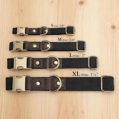 Didog Soft PU Leather Dog Collar for Large Dogs,Classic Adjustable Wide Dog Collars with Quick Release Metal Buckle,Easy Clean and Comfortable with Nylon Lining,Black,XL Neck 20-27", Width 1.2"