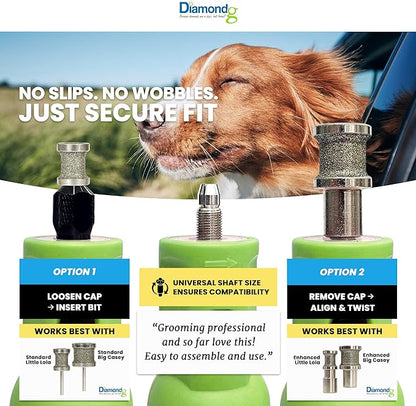 Diamondg Cordless Dog Nail Grinder with Quiet Sound & LED Tip for Large & Small Dogs, 4hrs. Runtime - Electric Dog Nail Trimmer, Heavy Duty Rotary Tool Alternative to Toenail Clippers & Filers