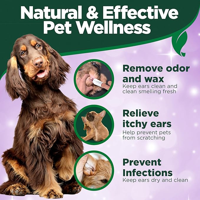 Vet's Best Ear Relief Finger Wipes, Ear Cleansing Finger Wipes for Dogs, Sooths & Deodorizes, 50 Disposable Dog-Wipes (Pack of 2)