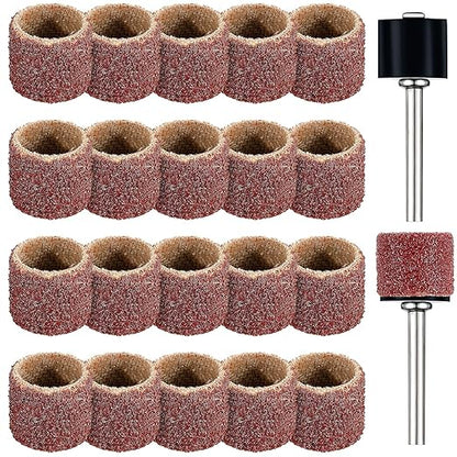 22 Pet Nail Grinder Replacement Kit with Grit Sanding Bands Pet Smoother Claw Care Black Grinding Drums Dog Nail Grinder Replacement Dog Claw Grooming Supplies(1/2 Inch 120 Grit)