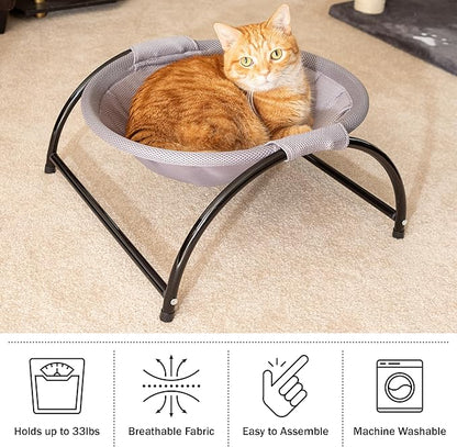 PETMAKER Cat Bed - Cat Hammock with Protective Feet, Breathable Fabric and Removable, Machine Washable Cover - Cat Beds for Pets up to 33lbs (Gray)