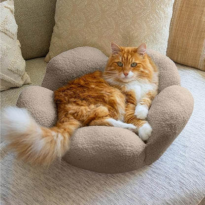 Catstages Purrfect Petals Flower Cat Bed with Plush Support and Raised Sides, Tan, 21 in - Secure, Soft, Comfortable Bed for Cats and Kittens