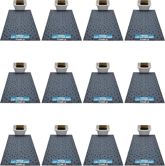 Drymate Cat Litter Box Mat, Litter Trapping Mat, Waterproof, Urine-Proof, Absorbent, Machine Washable, Soft on Paws, Contains Mess, Protects Floors, Kitten Supplies, Dark Grey, 28x36 XL, 12-Pack