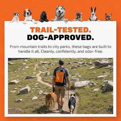 Cleanwaste Waggy Baggy, Adventure Ready Dog Waste Bags with Smell-Proof, Dual Bag System, with Convenient Carry Handle, 10ct