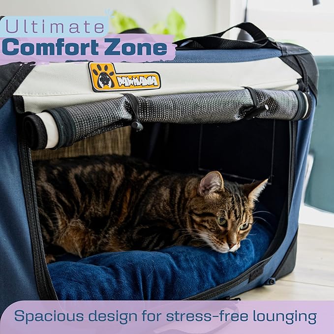Cat & Dog Pet Carrier, Soft-Sided, Small 20"x13"x13", Supports Up to 45 lbs, Privacy Windows, Removable Plush Bed, Locking Zippers, Foldable Travel Crate