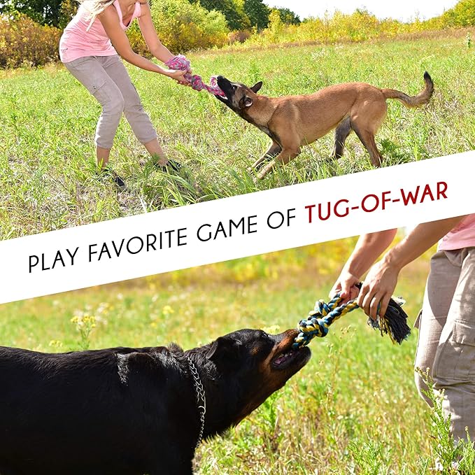 Pets&Goods Rope Chew Toys – 3-Pack Heavy-Duty Cotton Tug & Fetch Set for Large Dogs – Durable, Washable Rope Toys for Chewing & Dental Health