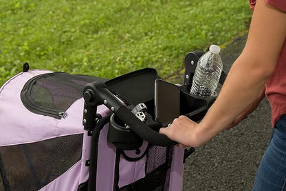 Pet Gear NO-Zip Pet Stroller with Dual Entry, Push Button Zipperless Entry for Single or Multiple Dogs/Cats, Pet Can Easily Walk in/Out, No Need to Lift Pet, Gel-Filled Tires