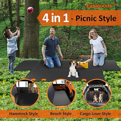 Waterproof,Scratch Resistant Car Backseat Cover for Dogs and Pets.Backseat Protector for Small,Medium,Large Cars SUV Truck.Mesh Window,Useful 3 Pockets,Kid-and-Dog Shareable Backseat