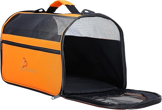 Pawer 18” x 10” x 10”Soft-Sided Foldable Airline Approved Pet Carrier for Cat, Puppy and Small Dog, Washable 600D Oxford Fabric, with Handle and Strap for Carry, Multiple Colors Available