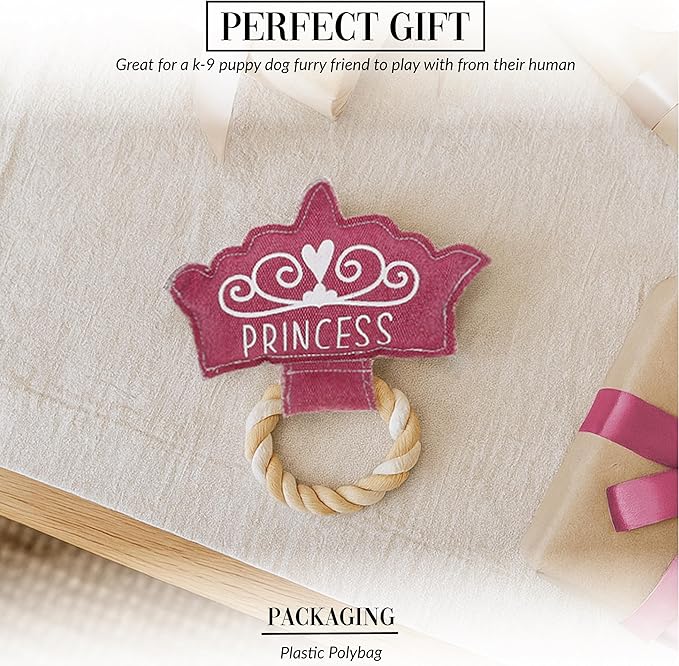 Pavilion Gift Company - Princess - Canvas Rope Dog Toy Tiara Princess Crown Tug of War Puppy K9 Doggy Lover Parent Gift