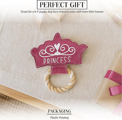 Pavilion Gift Company - Princess - Canvas Rope Dog Toy Tiara Princess Crown Tug of War Puppy K9 Doggy Lover Parent Gift