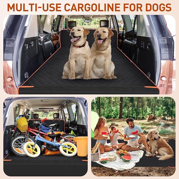 Cargo Liner for Pet, Water Proof Non Slip Durable Dog Cargo Cover Mat Universal for Cars Minivan with Bumper Flap Protector Black
