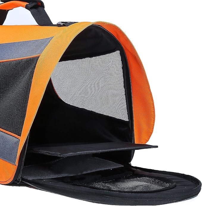 Pawer 18” x 11”x 11” Soft-Sided Foldable Airline Approved Pet Carrier for Cat, Puppy and Small Dog, Washable 600D Oxford Fabric, with Handle and Strap for Carry, Multiple Colors Available