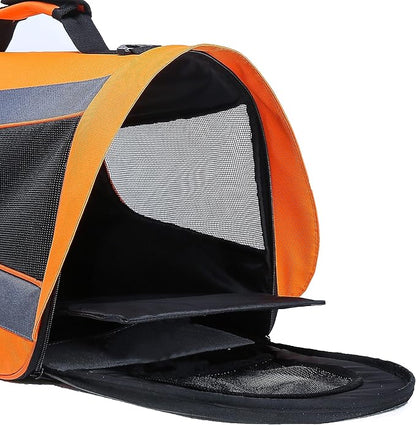 Pawer 18” x 11”x 11” Soft-Sided Foldable Airline Approved Pet Carrier for Cat, Puppy and Small Dog, Washable 600D Oxford Fabric, with Handle and Strap for Carry, Multiple Colors Available