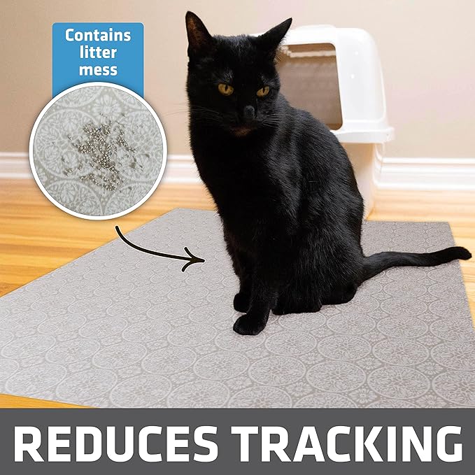 Drymate Cat Litter Box Mat, Litter Trapping Mat, Waterproof, Urine-Proof, Absorbent, Machine Washable, Soft on Paws, Contains Mess, Protects Floors, Kitten Supplies, Beige, 29x36 XL