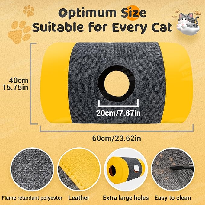 Homrich Multifunctional Collapsible Cat Play Bag, Indoor Cat Tunnel Activity Center Mat, Durable Rug for Hide and Seek, Scratching Sleeping Running Interactive Toys for Bored Kitten Adult Cats