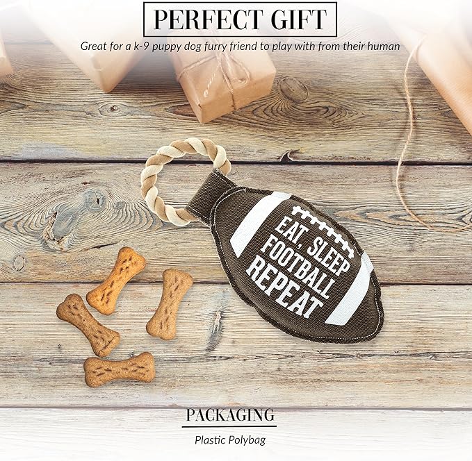 Pavilion Gift Company - Football - 12" Canvas Rope Dog Toy Chew Tug of War Football Game Sports Best Friend Dog Doggy Puppy K9 Gift