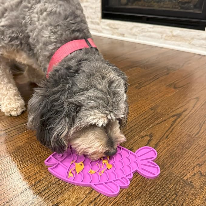 SPOT Soother Lick Mat-Licking Mat for Cats, Kittens, Medium and Large Dogs and Puppies, Food Grade Rubber, Anxiety Reliever, Dog Peanut Butter Lick Pad, Slow Feeder, 9.75inch, Fish